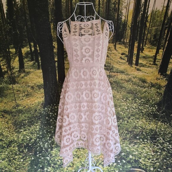 Free People Ivory Lace Midi Dress (Sz 8) - Picture 1 of 8